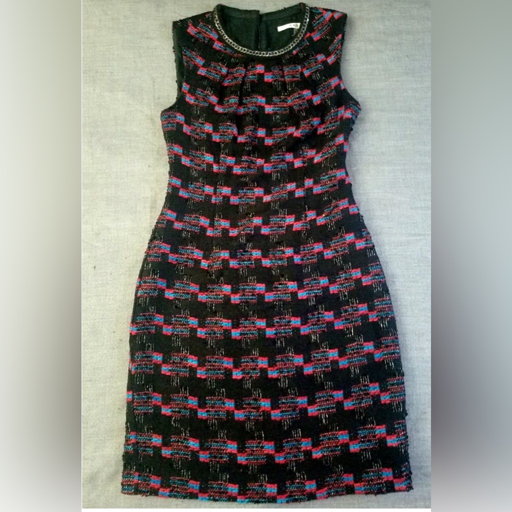 Trina Turk Black and Pink Bodycon Mini Dress